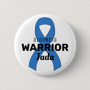 Badge Rond 5 Cm Bouton blanc Alopecia Warrior Ribbon