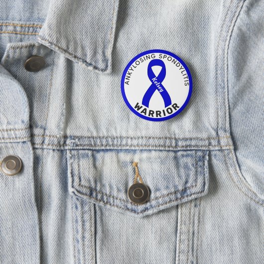 Badge Rond 5 Cm Bouton blanc Ankyloss Spondylitis Warrior Ribbon (En situation)