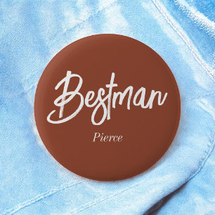 Badge Rond 5 Cm Bouton blanc Brown Bestman Terracotta