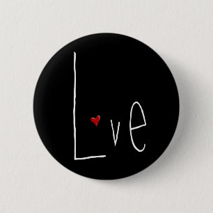 Badge Rond 5 Cm Bouton blanc Coeur d'amour