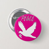 Badge Rond 5 Cm bouton blanc de colombe de paix (Devant & derrière)