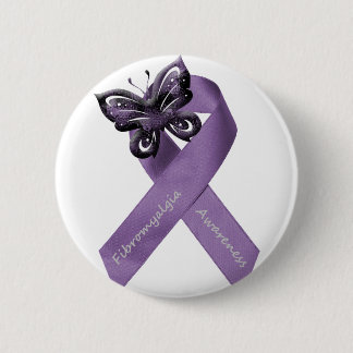 Badge Rond 5 Cm Bouton blanc de fibromyalgie