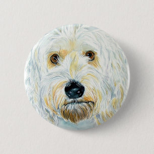 Badge Rond 5 Cm Bouton blanc de Labradoodle Maggie
