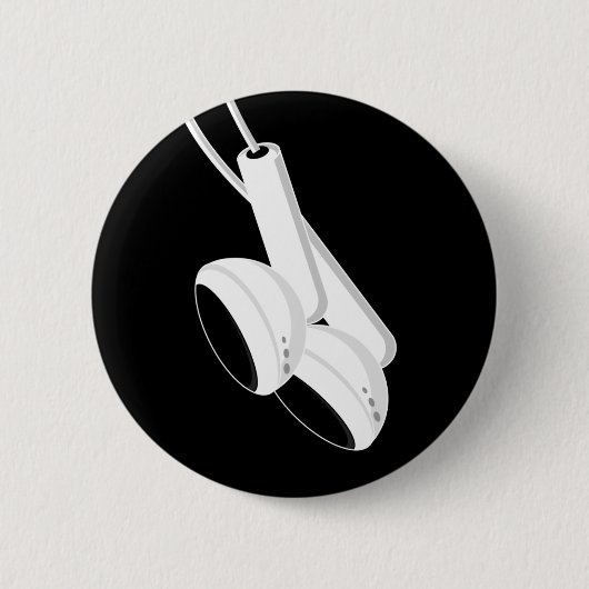 Badge Rond 5 Cm Bouton blanc d'écouteurs (Devant)