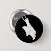 Badge Rond 5 Cm Bouton blanc d'écouteurs (Devant & derrière)