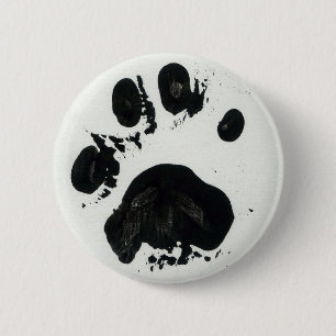 Badge Rond 5 Cm Bouton blanc d'empreinte de patte de tigre