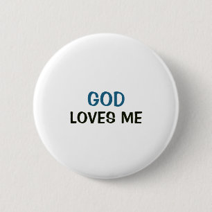 Badge Rond 5 Cm Bouton blanc - Dieu m'aime