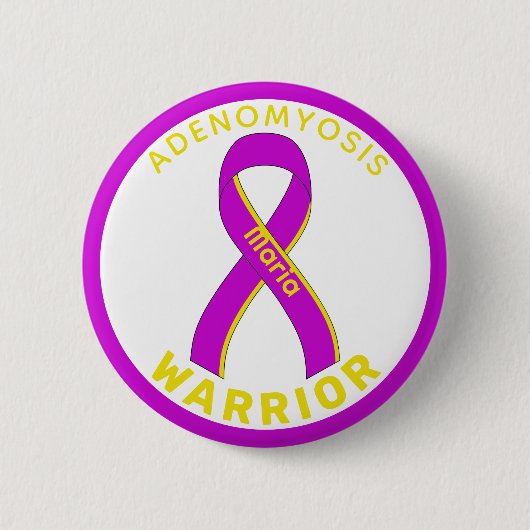 Badge Rond 5 Cm Bouton blanc du ruban Adenomyosis Warrior (Devant)
