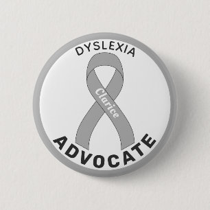 Badge Rond 5 Cm Bouton blanc Dyslexia Advocate Ribbon