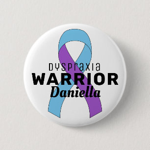 Badge Rond 5 Cm Bouton blanc Dyspraxia Ribbon