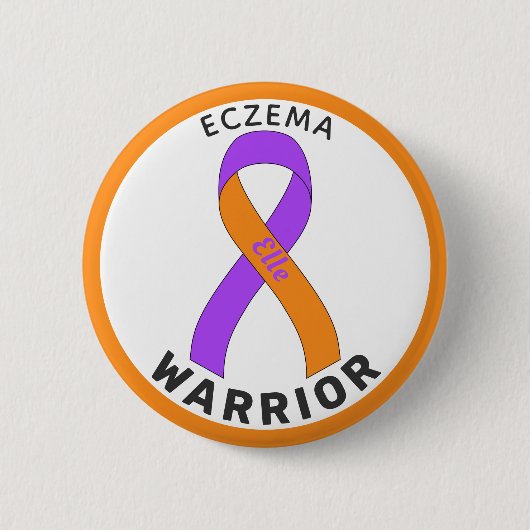 Badge Rond 5 Cm Bouton blanc Eczema Warrior (Devant)