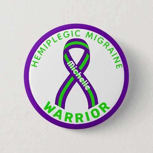 Badge Rond 5 Cm Bouton blanc Hemiplegic Migraine Warrior Warrior (Devant)