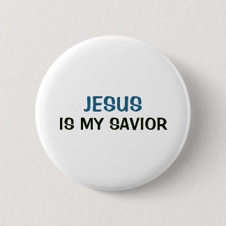 Badge Rond 5 Cm Bouton blanc - Jésus est mon sauveur