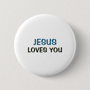 Badge Rond 5 Cm Bouton Blanc - Jésus Vous Aime 