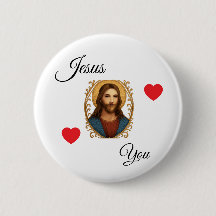 Bouton blanc - Jésus vous aime