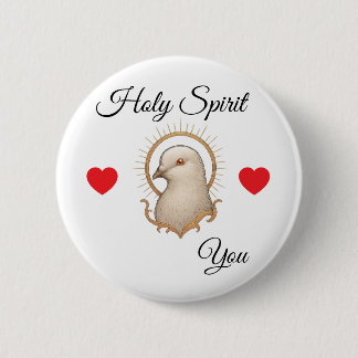 Badge Rond 5 Cm Bouton Blanc - Le Saint-Esprit Vous Aime