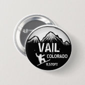 Badge Rond 5 Cm Bouton blanc noir d'art de surf des neiges de Vail (Devant & derrière)