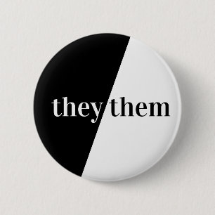 Badge Rond 5 Cm Bouton Blanc Noir Pronoun Ils/Eux