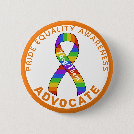 Badge Rond 5 Cm Bouton blanc Orange Pride Equality Awareness (Devant)