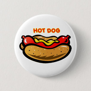 Badge Rond 5 Cm Bouton blanc personnalisé du chien chaud