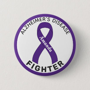 Badge Rond 5 Cm Bouton blanc pour combattre la maladie d'Alzheimer