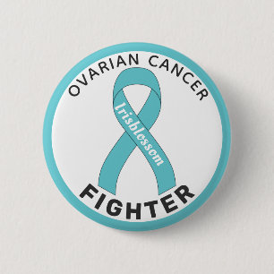 Badge Rond 5 Cm Bouton blanc pour combattre le cancer de l'ovaire