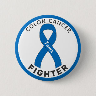 Badge Rond 5 Cm Bouton blanc pour combattre le cancer du côlon
