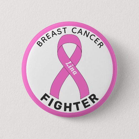 Badge Rond 5 Cm Bouton blanc pour combattre le cancer du sein (Devant)