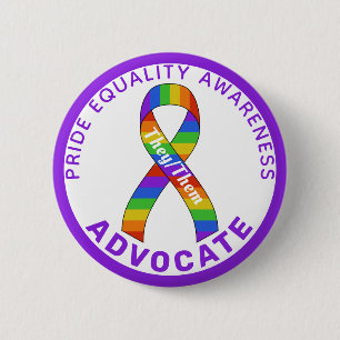 Badge Rond 5 Cm Bouton blanc Purple Pride Equality Awareness