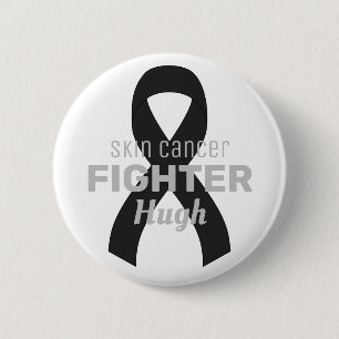 Badge Rond 5 Cm Bouton blanc Ruban Cancer de la peau