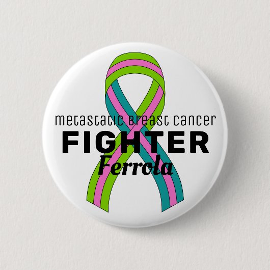 Badge Rond 5 Cm Bouton blanc ruban contre le cancer du sein métast (Devant)