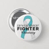 Badge Rond 5 Cm Bouton blanc Ruban du cancer du col (Devant & derrière)