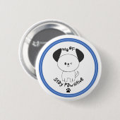 Badge Rond 5 Cm Bouton blanc "Stay Pawsitive" (Devant & derrière)
