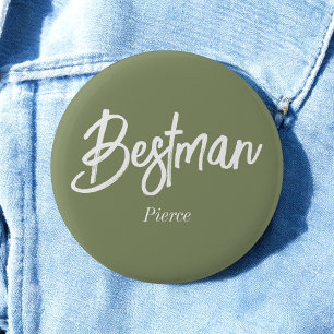 Badge Rond 5 Cm Bouton Blanc Vert Sauge du Meilleur Homme
