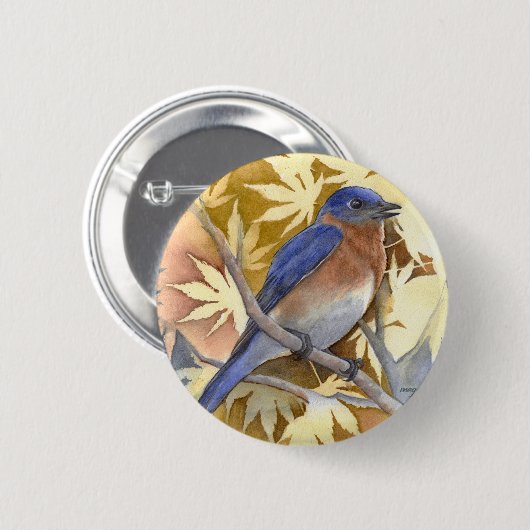 Badge Rond 5 Cm Bouton Bleu (Devant & derrière)