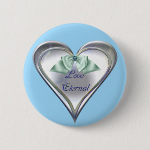 Badge Rond 5 Cm Bouton bleu amour éternel