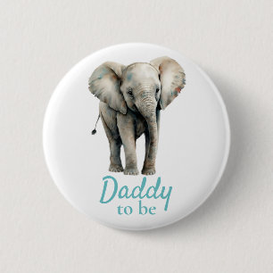 Badge Rond 5 Cm Bouton bleu Baby shower Elephant Daddy