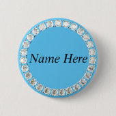 Badge Rond 5 Cm Bouton bleu clair pour strass personnalisables (Devant)
