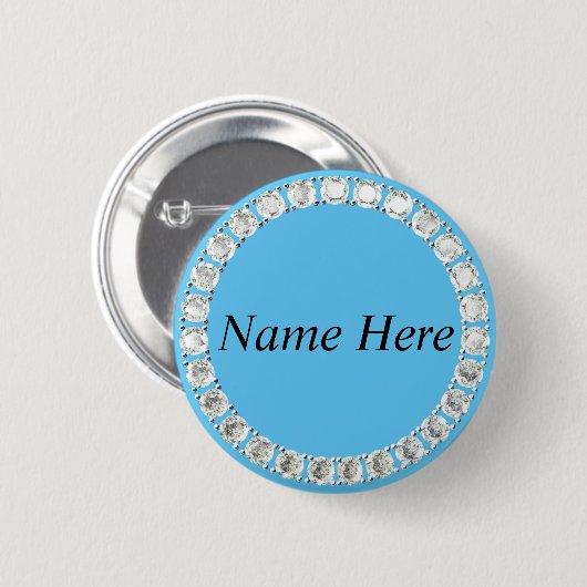 Badge Rond 5 Cm Bouton bleu clair pour strass personnalisables (Devant & derrière)