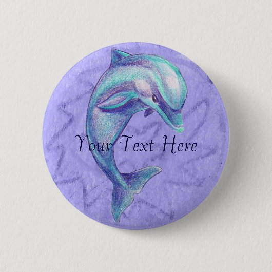 Badge Rond 5 Cm Bouton bleu de dauphin (Devant)