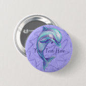 Badge Rond 5 Cm Bouton bleu de dauphin (Devant & derrière)