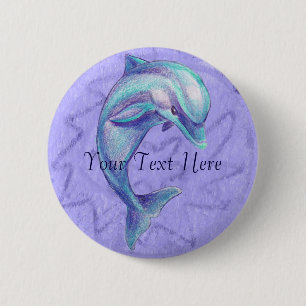 Badge Rond 5 Cm Bouton bleu de dauphin