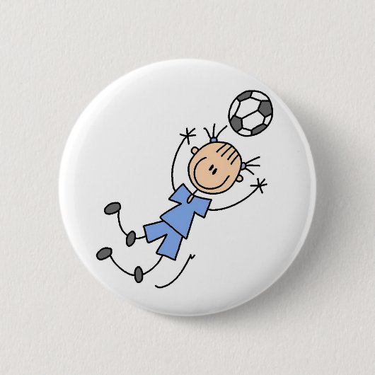 Badge Rond 5 Cm Bouton bleu de footballeur de fille (Devant)