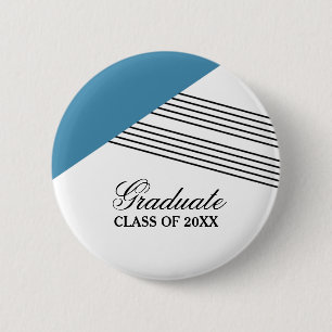 Badge Rond 5 Cm Bouton Bleu de graduation de bande géométrique