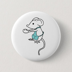 Badge Rond 5 Cm Bouton Bleu de la souris à cuisson