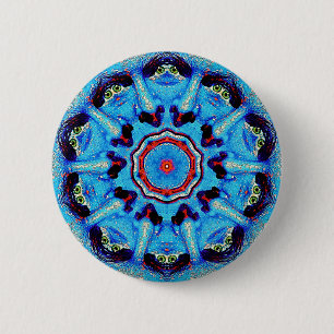 Badge Rond 5 Cm Bouton bleu de mandala d'homme
