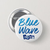 Badge Rond 5 Cm Bouton bleu de manuscrit de vague (Devant & derrière)