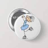 Badge Rond 5 Cm Bouton bleu de patineur artistique (Devant & derrière)
