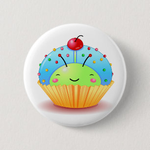 Badge Rond 5 Cm Bouton bleu de petit gâteau de coccinelle