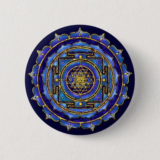 Badge Rond 5 Cm Bouton bleu de Yantra (Devant)